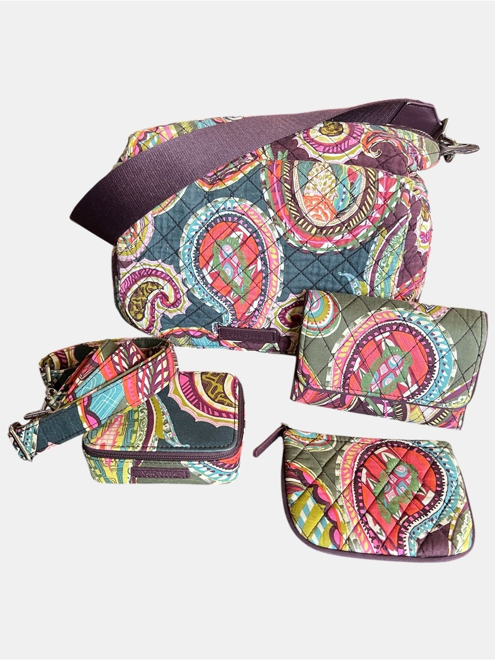 Quilted Heirloom Paisley Crossbody Bag Set in Multicolor Retired